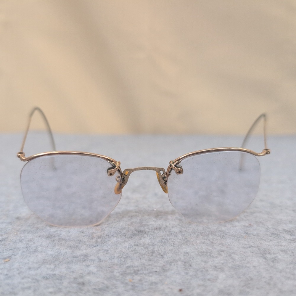 Vintage Rimless Engraved Gold Tone Eyeglass Frames Cable Temples Retro Smalls 1 - Picture 1 of 5